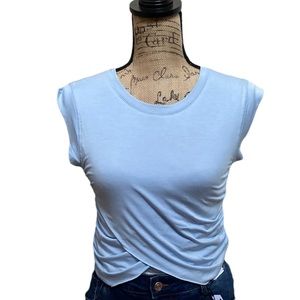Mono b light blue short sleeved crop top